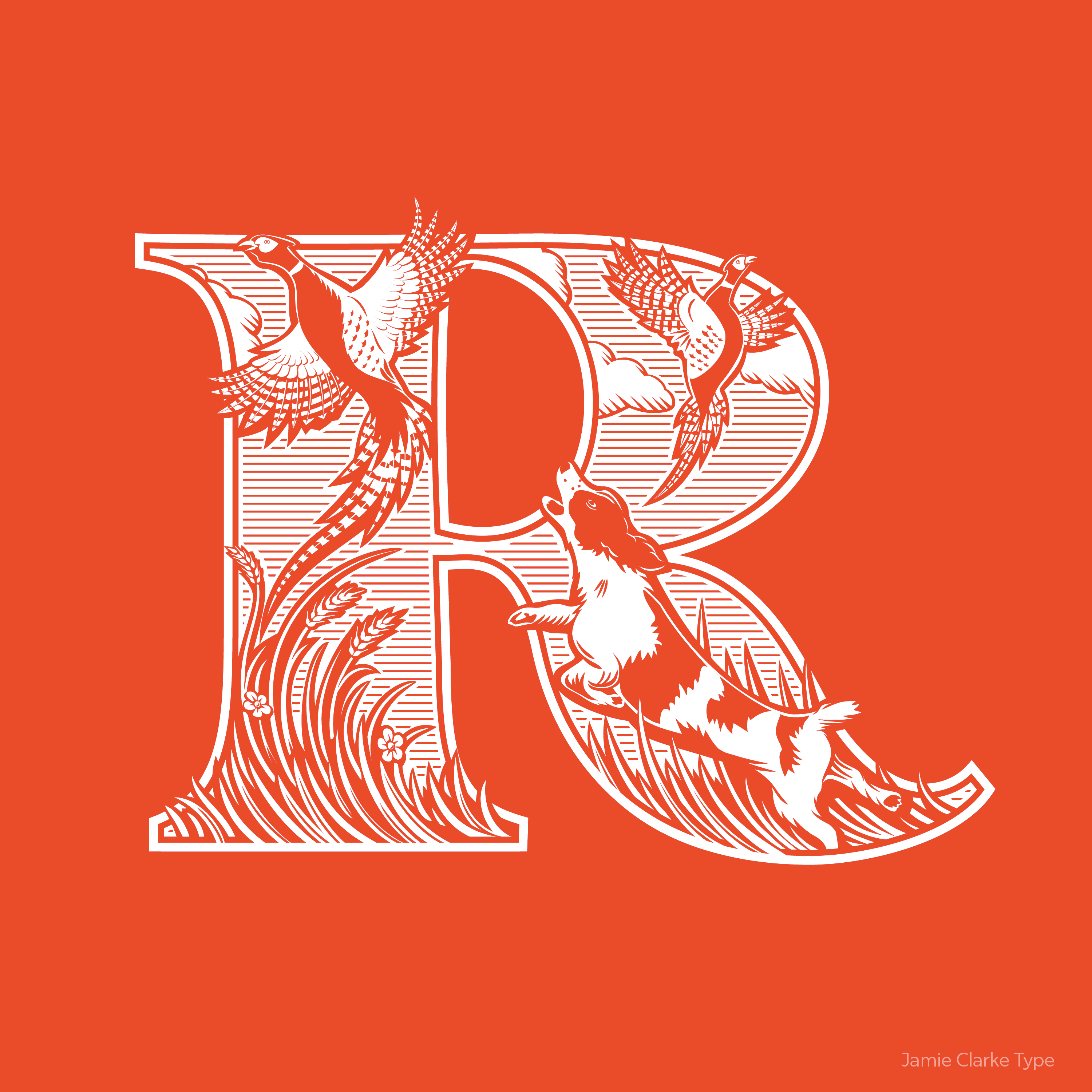 Orvis Brand Lettering and Illustration, R Uplands | Design by Jamie Clarke Type
