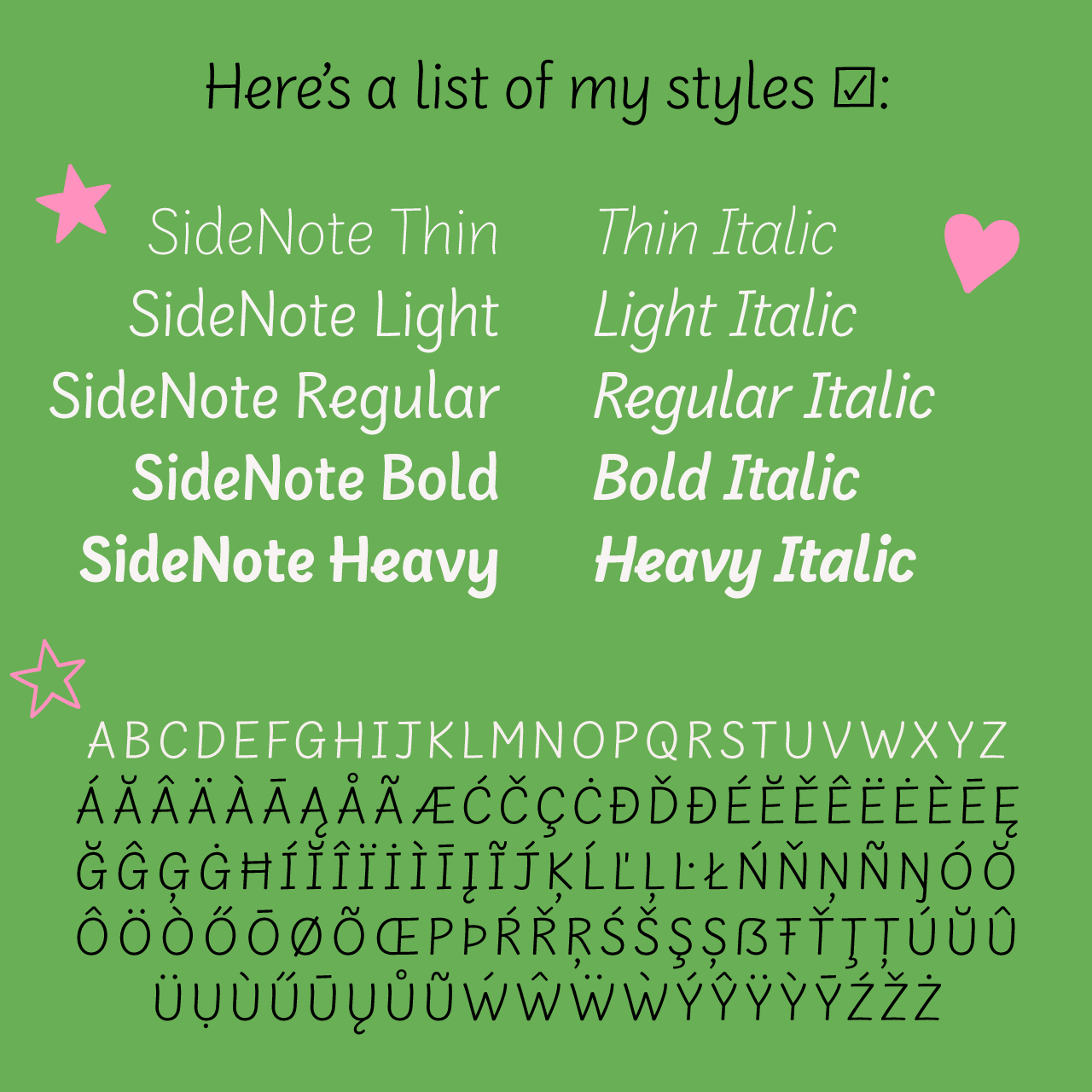 SideNote Font Styles