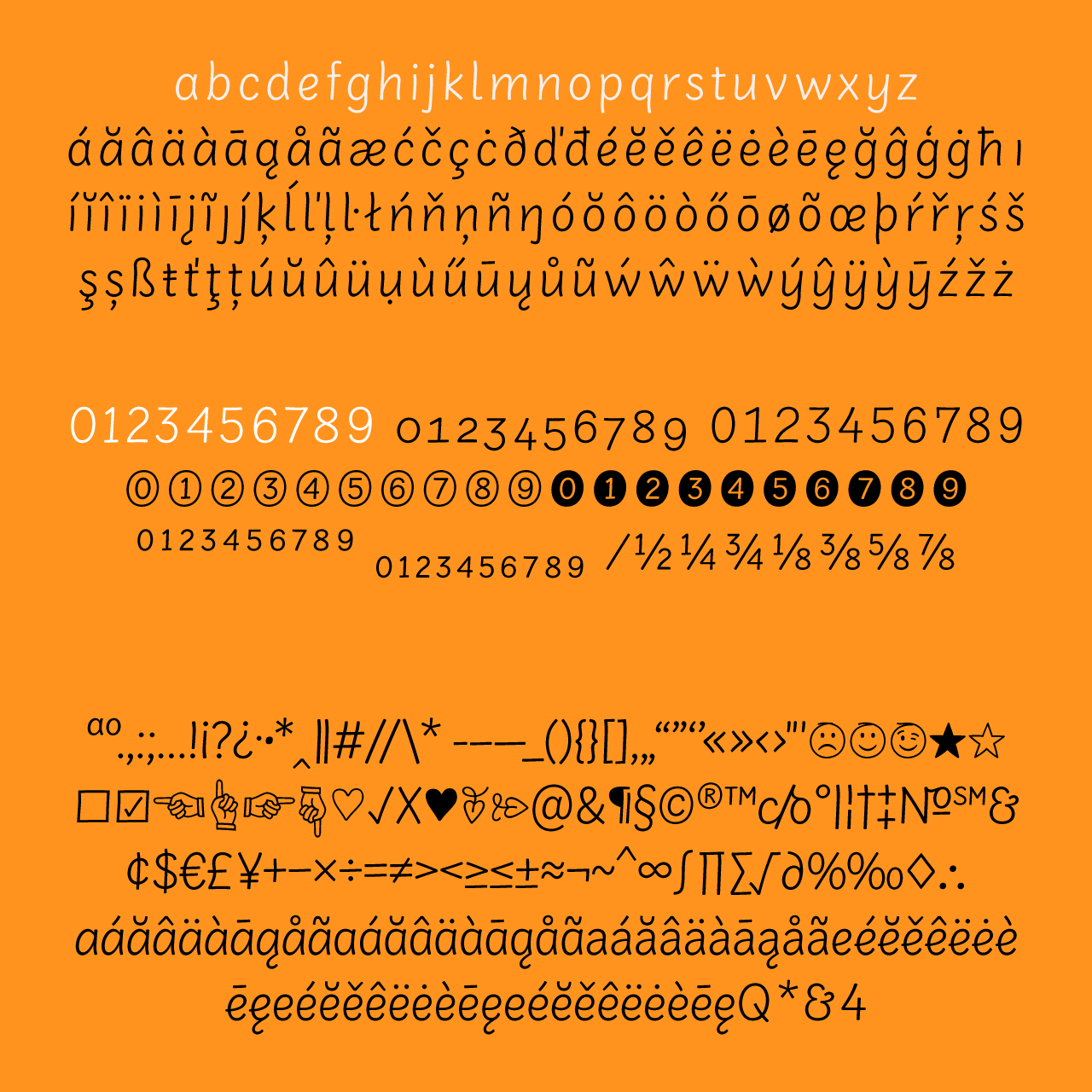 SideNote Font Character Set | Jamie Clarke Type
