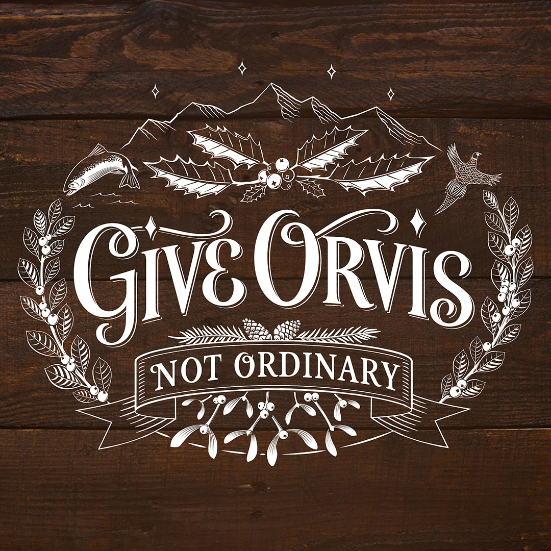 Give Orvis, Festive Lettering