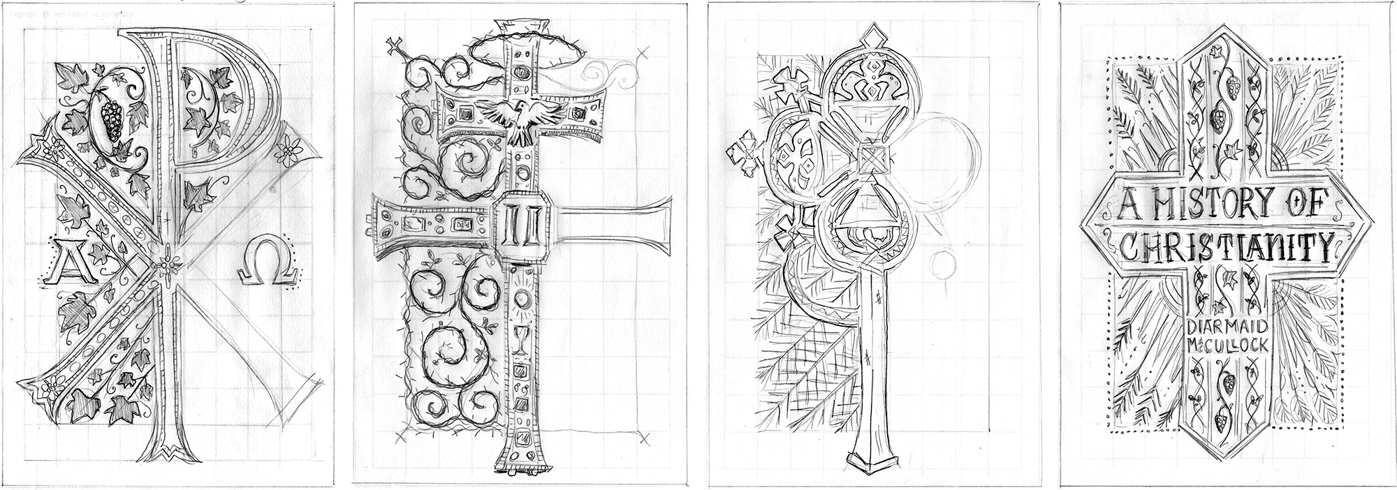 A History of Christianity, cover sketches, Folio society | Jamie Clarke Type